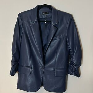 Generation Love Drea Vegan Leather Blazer in Navy Blue